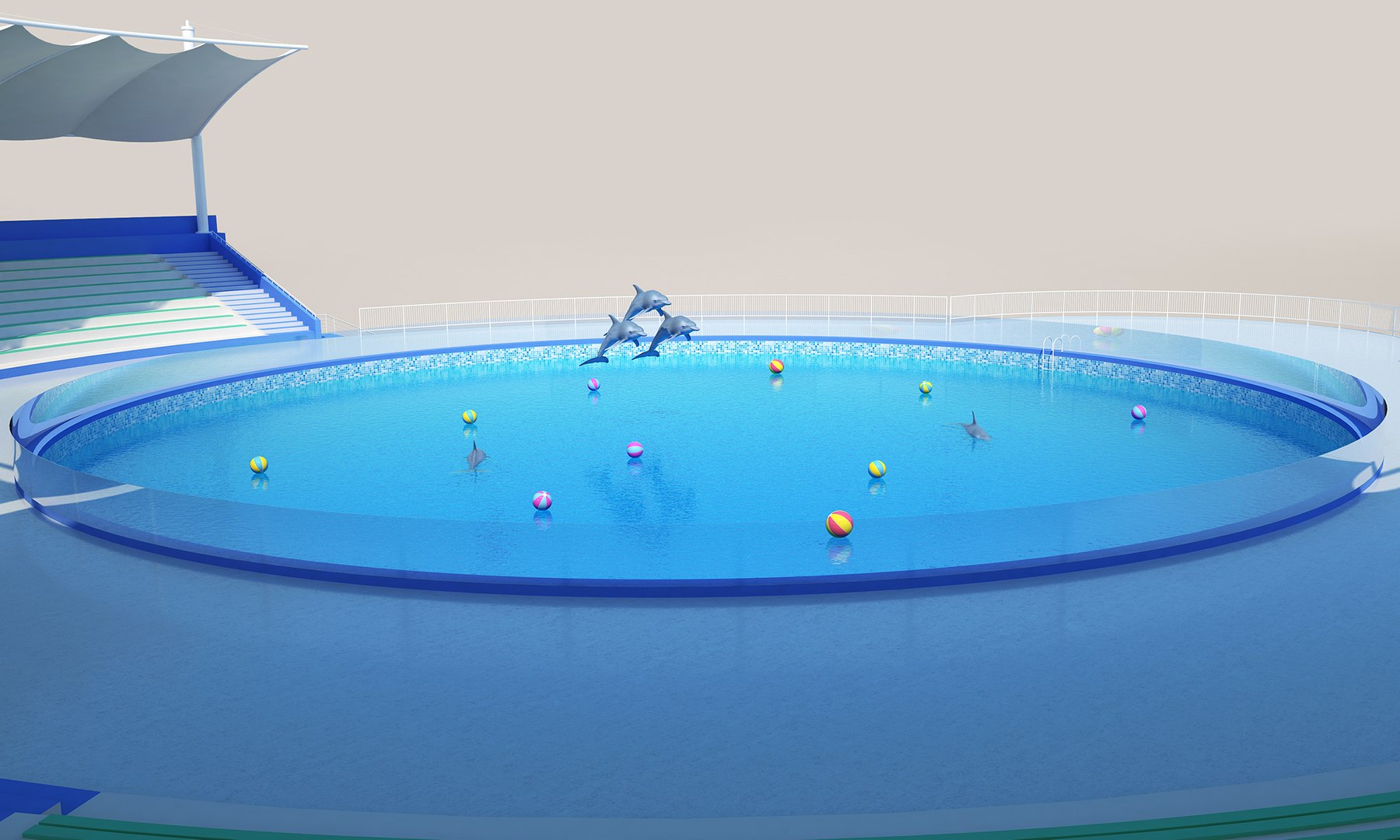 3D dolphin park water model - TurboSquid 1638175