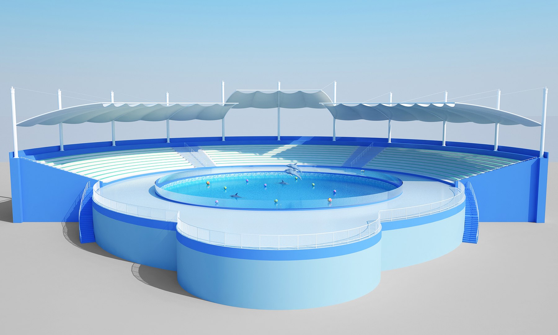 3D dolphin park water model - TurboSquid 1638175