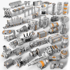 Industrial Units Collection 2 - 40 pieces 3D model