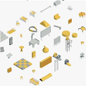 Equipment for Kindergarten and Childrens rooms - Pack of revit families - Revit family model