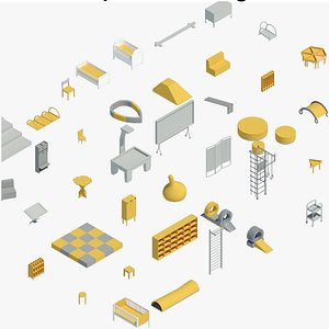 Equipment for Kindergarten and Childrens rooms - Pack of revit families - Revit family model