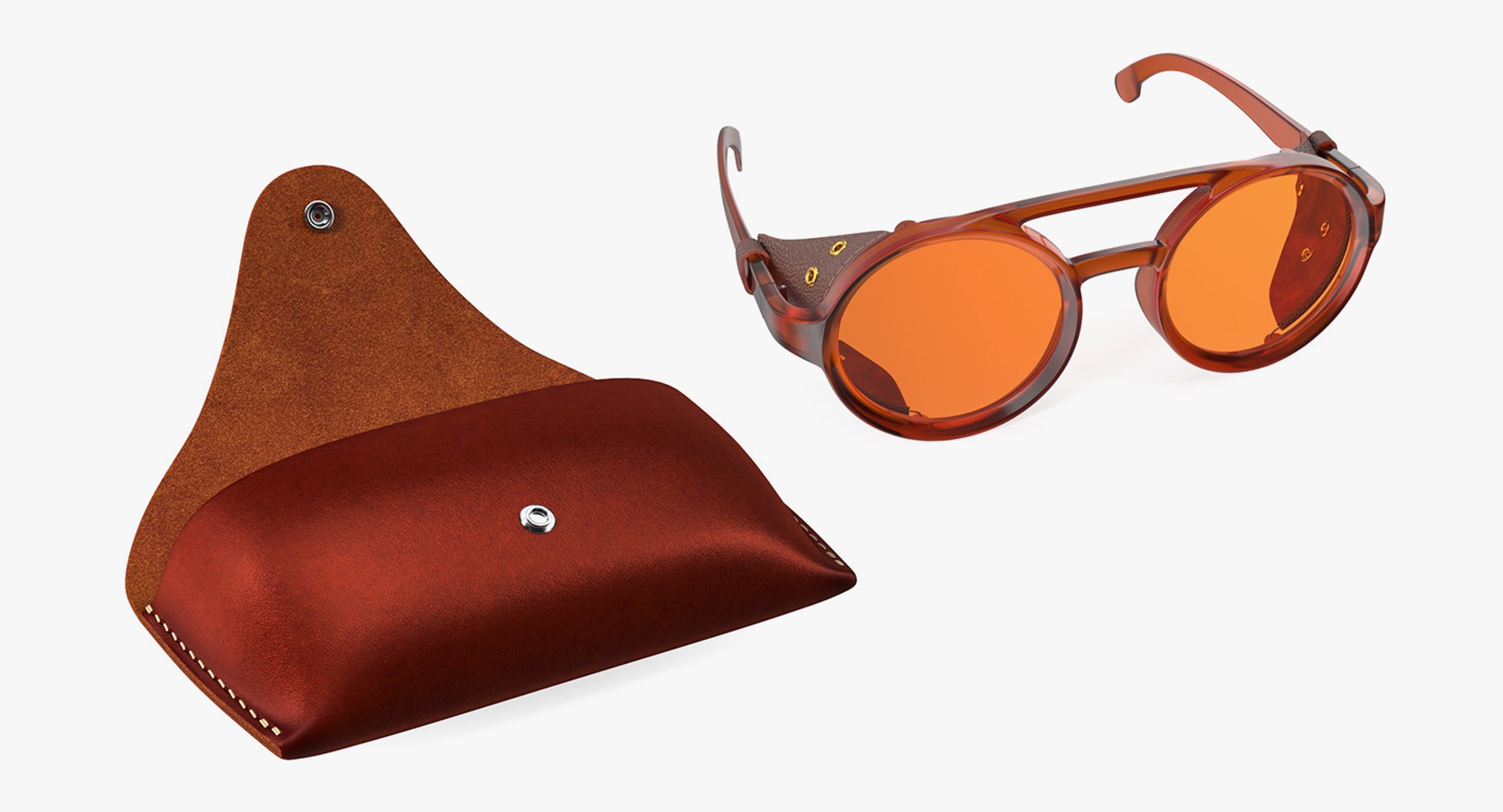 Sunglasses with Leather Case Collection 3D model preview