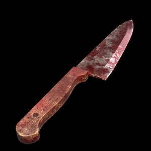 butcher knife old wooden 3D model