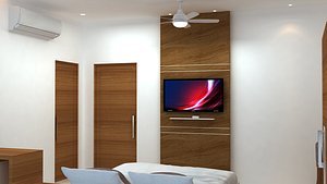 Modern Bedroom Interior Scene  Photorealistic Hotel Room  Vray 3ds Max FBX OBJ
