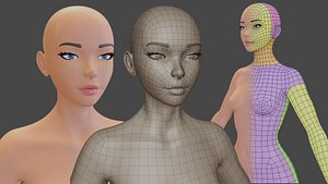 Female Basemesh Stylized Character Low-poly 3D model 3D