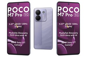 3D model Xiaomi Poco M7 Pro 5G Purple Low Poly