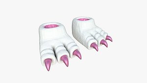 Slippers G09 White Dino Paw - Costume Character Design model
