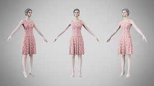 3D model Dress 36 Crimson Bloom Lattice