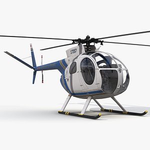 Light Helicopter Hughes OH-6 Cayuse Police 3D Model