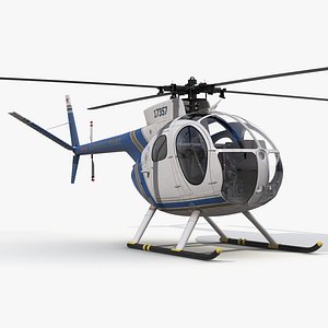Light Helicopter Hughes OH-6 Cayuse Police 3D Model
