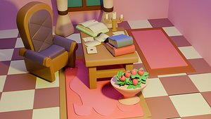 Stylized Cozy Cartoon Room - Modular Game-Ready Asset Pack