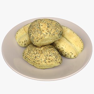 Food 06 Rolls on Plate