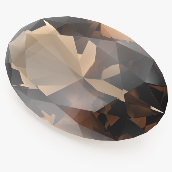 3D Oval Cut Smokey Topaz model