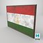 Moldura antiga com bandeira do Tadjiquistão - Game Ready PBR Low-poly Modelo 3D