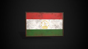 Old Picture Frame With Tajikistan  Flag - Game Ready PBR Low-poly 3D model 3D model