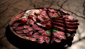 3D model Tray with smoked meats
