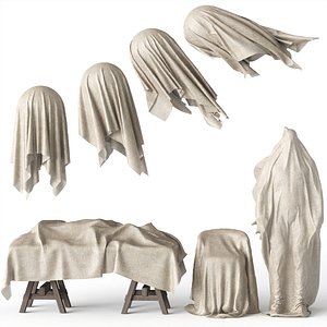 Silhouettes under the fabric man ball chair table 3D