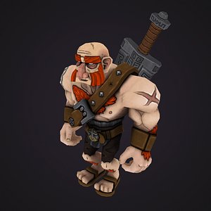 rigged barbarian 3D model