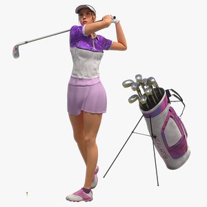 White Female Golf Player Animated HQ Editorial License