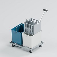 Twin Bucket Mop Trolley with Lever Wringer