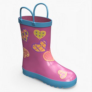 Waterproof Rubber Boots for Girls with Heart Prints Pink