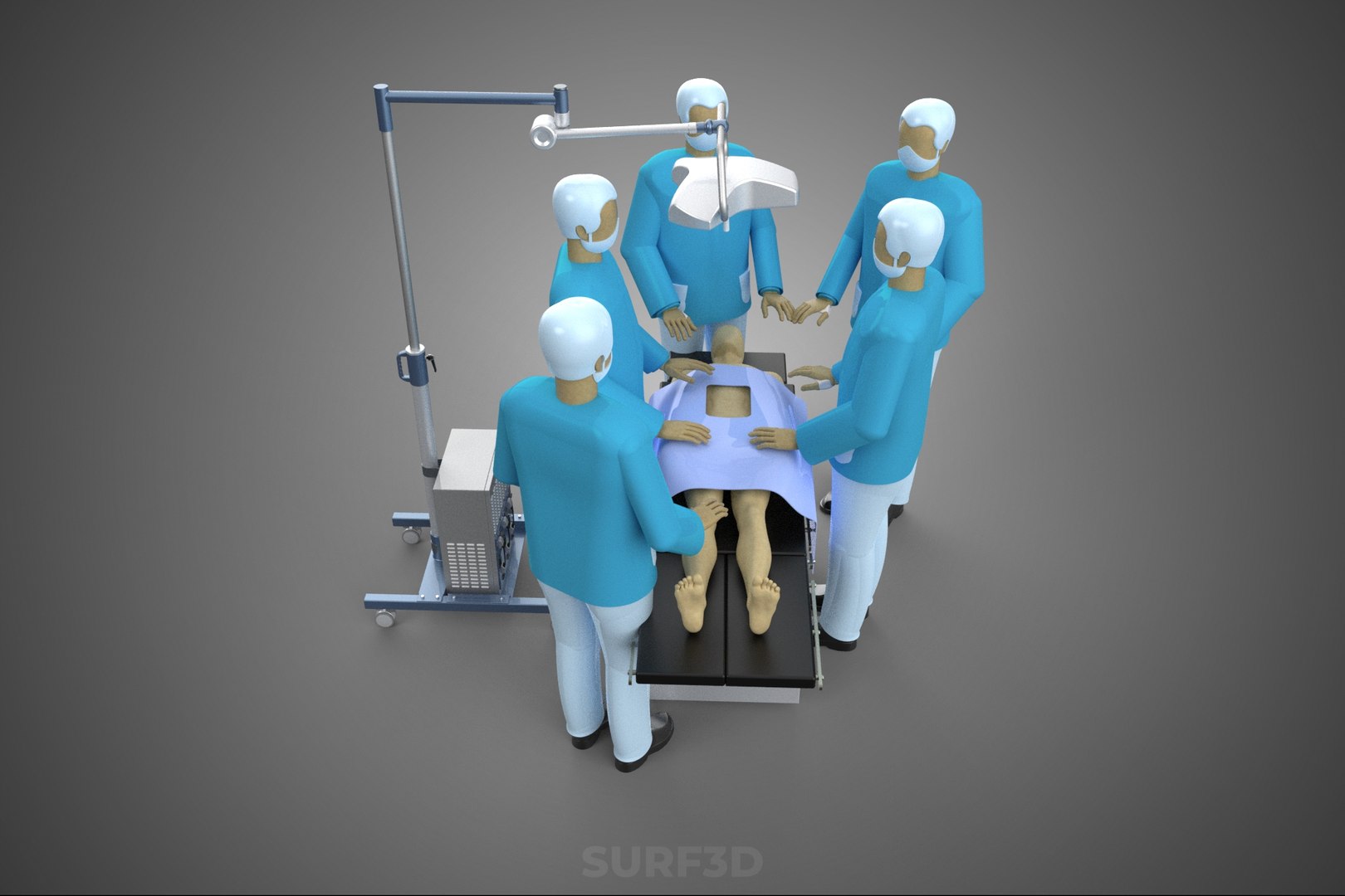3D SURGICAL TEAM PERFORMING OPERATION SURGERY PROCEDURE MOBILE LAMP https://p.turbosquid.com/ts-thumb/AN/CEXwU7/JF/09_1726_surgicalteamperformingoperationsurgeryproceduremobilelamp/jpg/1781871297/1920x1080/fit_q87/9da0924095aea6228d4a5d7fd71a1cd8f112bbf4/09_1726_surgicalteamperformingoperationsurgeryproceduremobilelamp.jpg