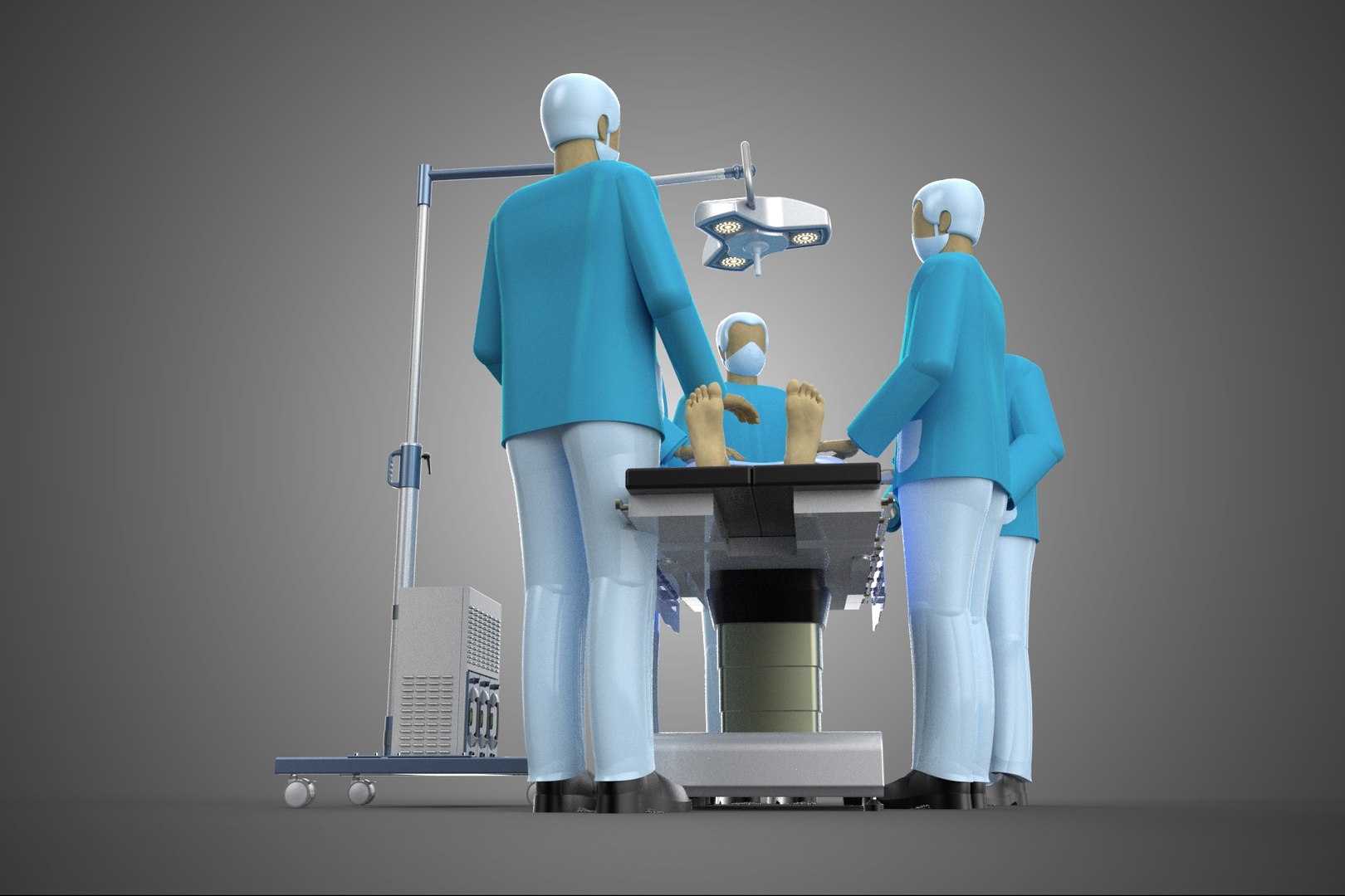3D SURGICAL TEAM PERFORMING OPERATION SURGERY PROCEDURE MOBILE LAMP https://p.turbosquid.com/ts-thumb/AN/CEXwU7/lu/01_1726_surgicalteamperformingoperationsurgeryproceduremobilelamp/jpg/1781871287/1920x1080/fit_q87/a612ba6c7cddd73e89ff23d51cbb7f7336af4b65/01_1726_surgicalteamperformingoperationsurgeryproceduremobilelamp.jpg