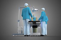 SURGICAL TEAM PERFORMING OPERATION SURGERY PROCEDURE MOBILE LAMP