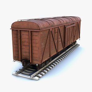 low-poly cargo car boxcar 3D model