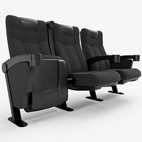 Cinema Seats 3 Seater Folding Black