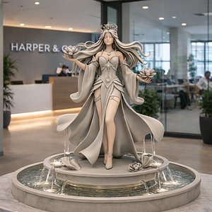 Fantasy Goddess Female 3D Model Stylized Anime Character with Flowers High Detail Sculpt 3D model
