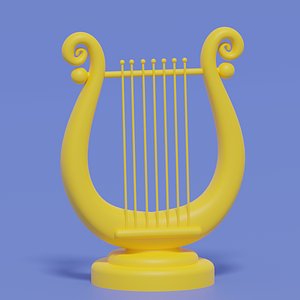Cartoon Golden Harp 3D model