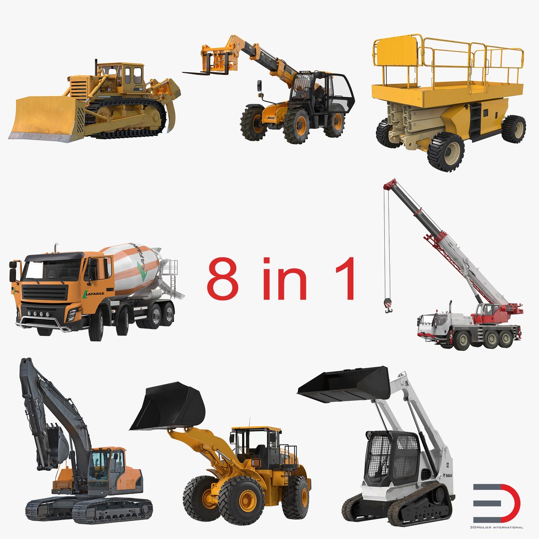 Construction Vehicles Rigged Collection 2 3D model preview