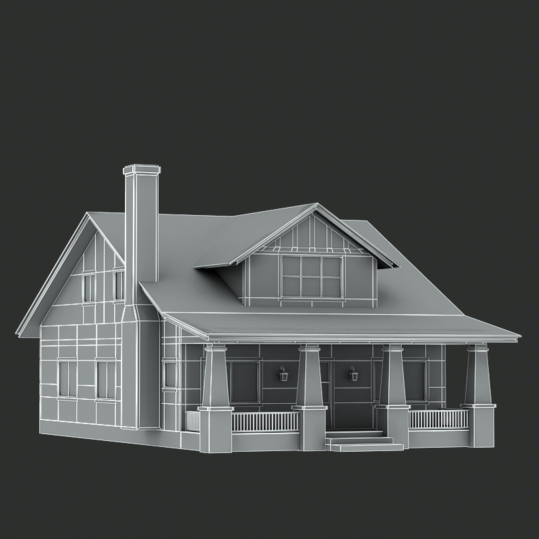 3d bungalow house model