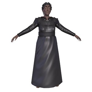 Old Woman Game Ready Low Poly 3D Model 3D model