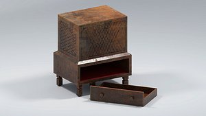 Old Wooden Chest with Drawer PBR model