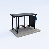Urban Bus Stop Shelter - Game Ready Street Prop