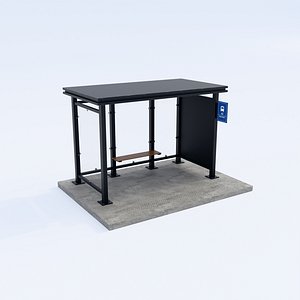 Urban Bus Stop Shelter - Game Ready Street Prop
