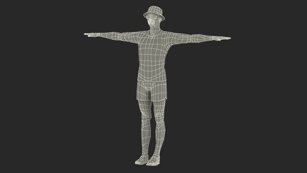 T-Pose für Teenager im Strandstil mit heller Haut 3D-Modell