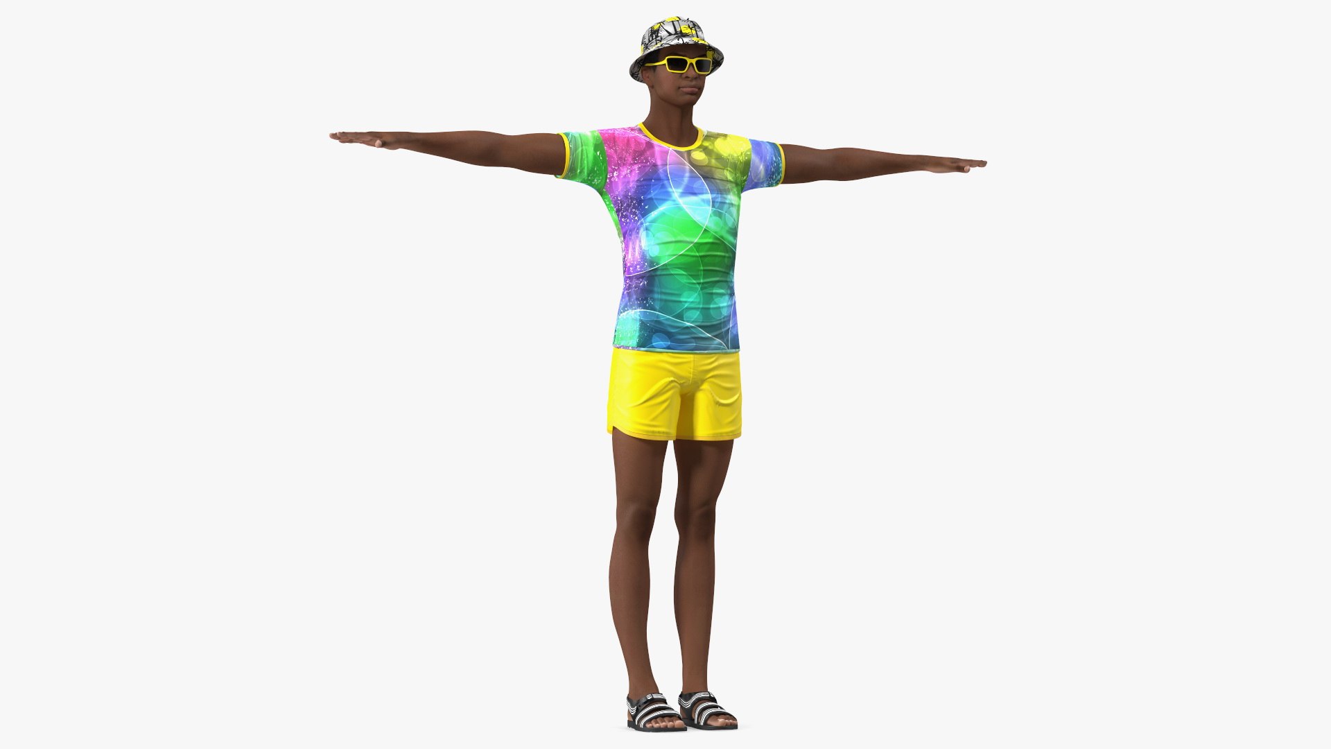 Light Skin Teenager Beach Style T Pose 3D model preview