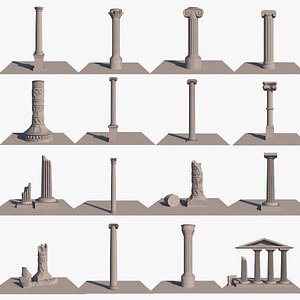 3D A collection of 17 ancient columns