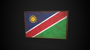 Old Picture Frame With Namibia  Flag - Game Ready PBR Low-poly 3D Model 3D