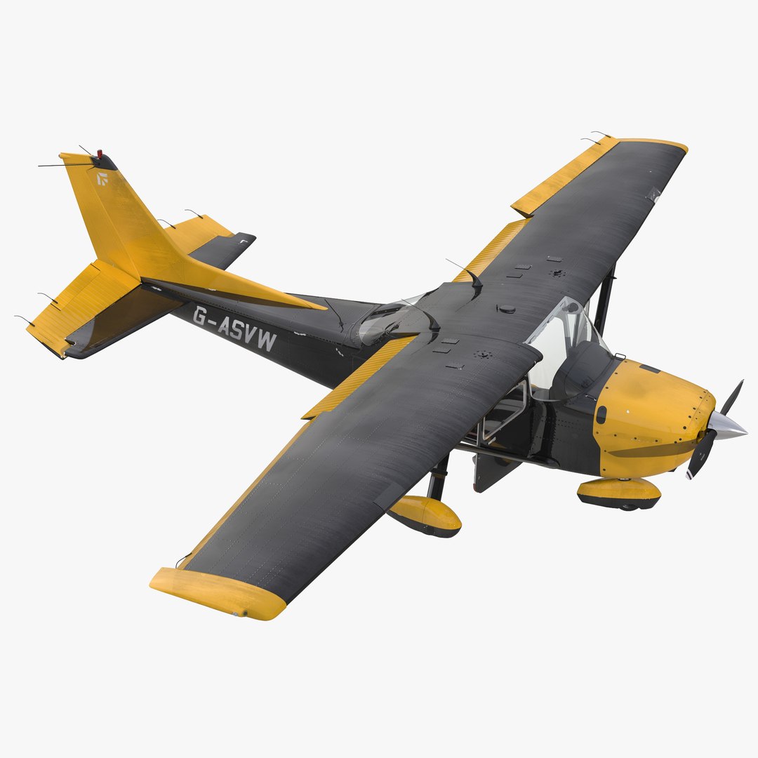 Cessna 172 Black Rigged 3D Model 3D model preview