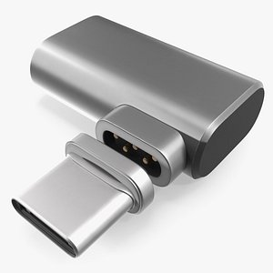 3D Magnetic USB C Charging Adapter L Shape Silver