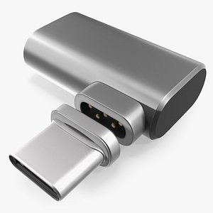 Magnetic USB C Charging Adapter L Shape Silver