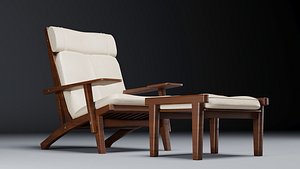 3D highback leather chair ottoman
