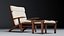 Poltrona Hans Wegner con pouf