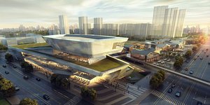 3D Modern city commercial street office building sketch design model