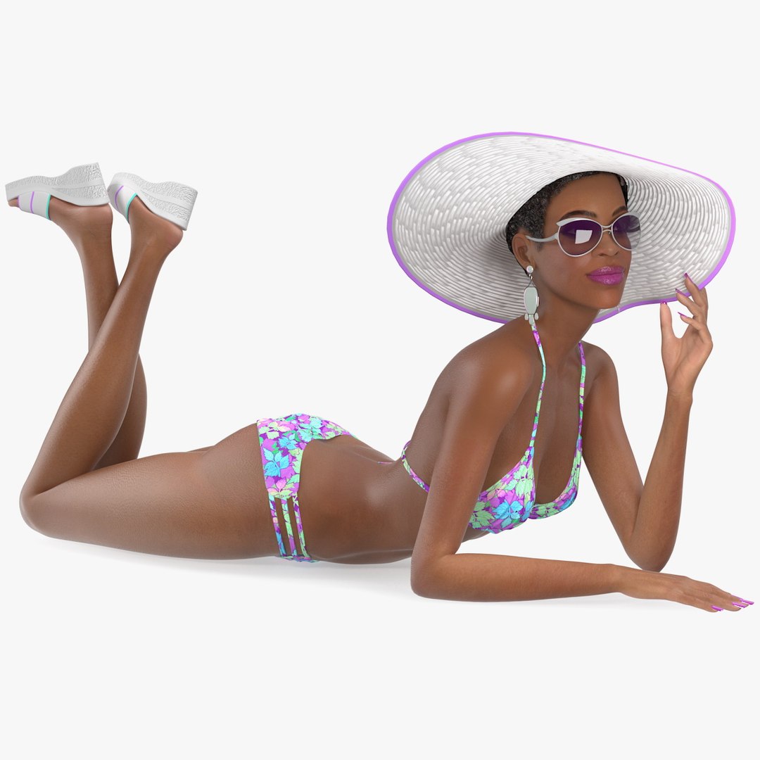 Light Skinned Bikini Woman Lying Pose 3D model preview