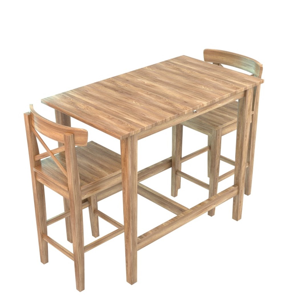 table wood chair 3d model